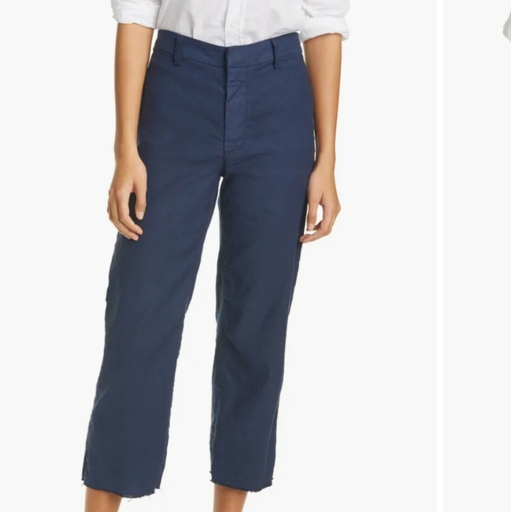 Frank & Eileen Kinsale Trousers Navy High Rise Crop Size 4